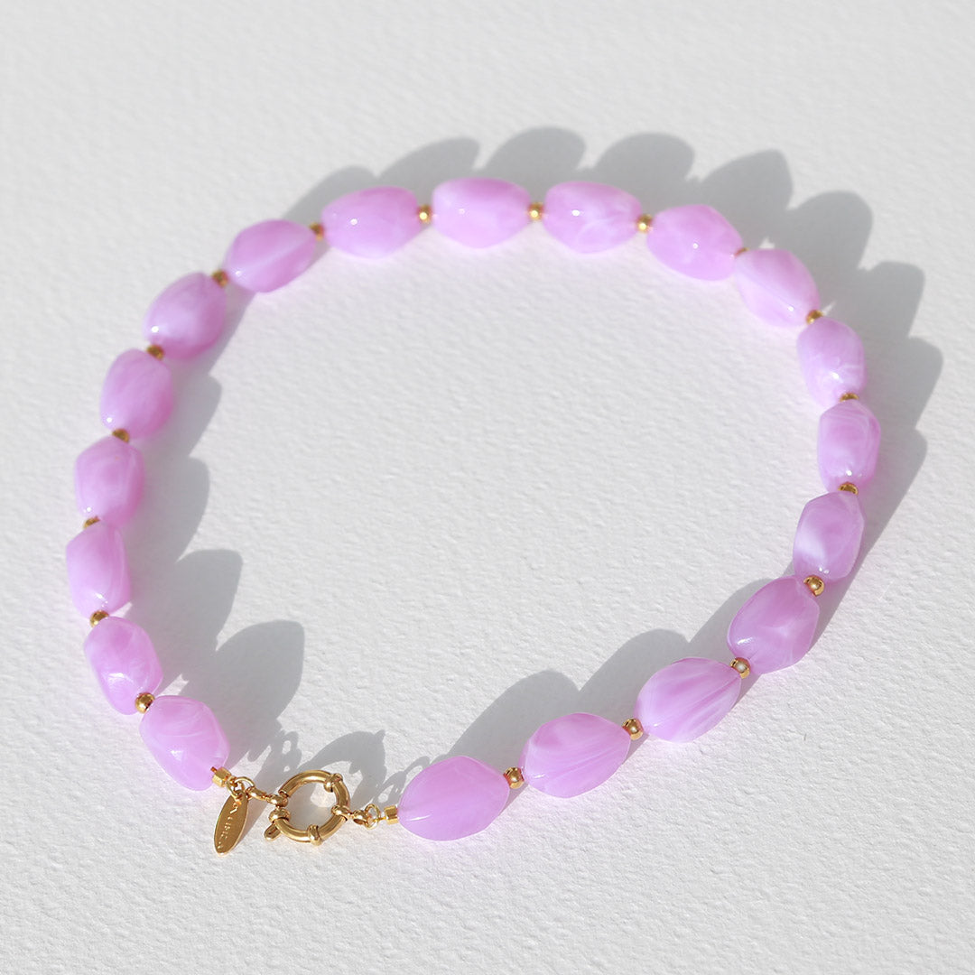 Gouden ketting Rocks lila