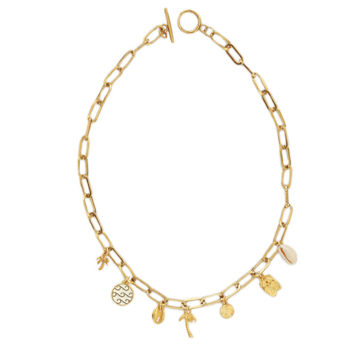 Gouden schakelketting beach bedels