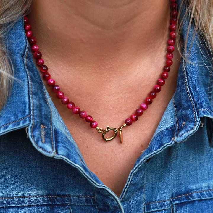 Collier Javea avec pierre cerise
