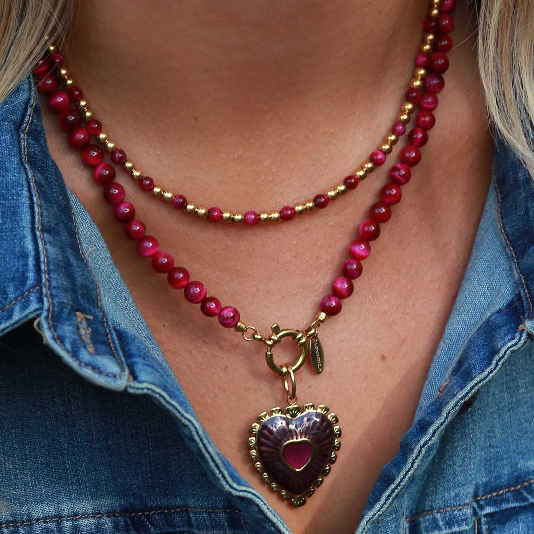 Collier Moraira pierre en cerise 