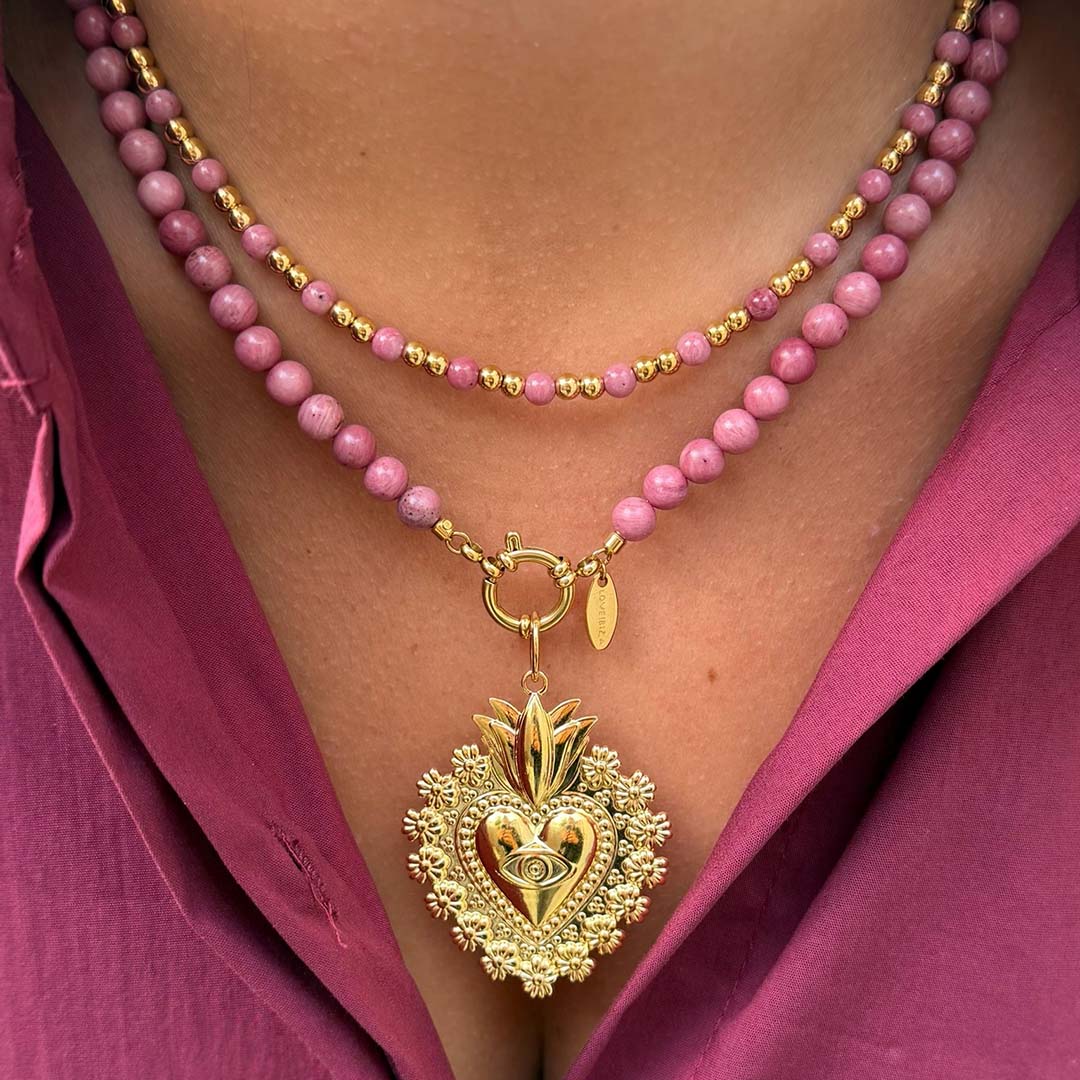 Collier Javea en pierre rose