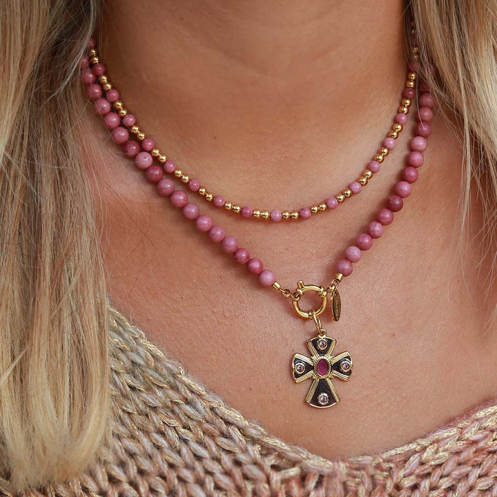 Collier Javea en pierre rose