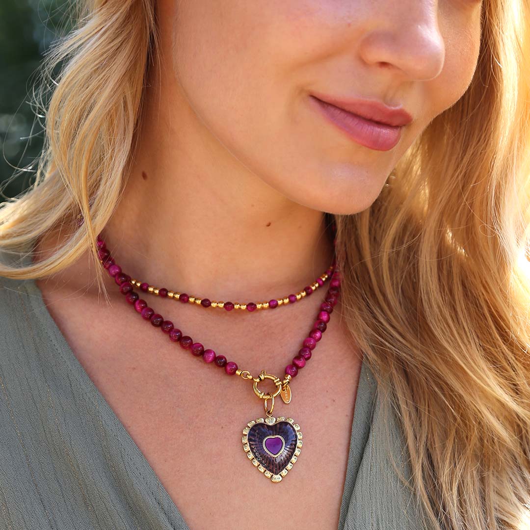 Collier Moraira pierre en cerise 