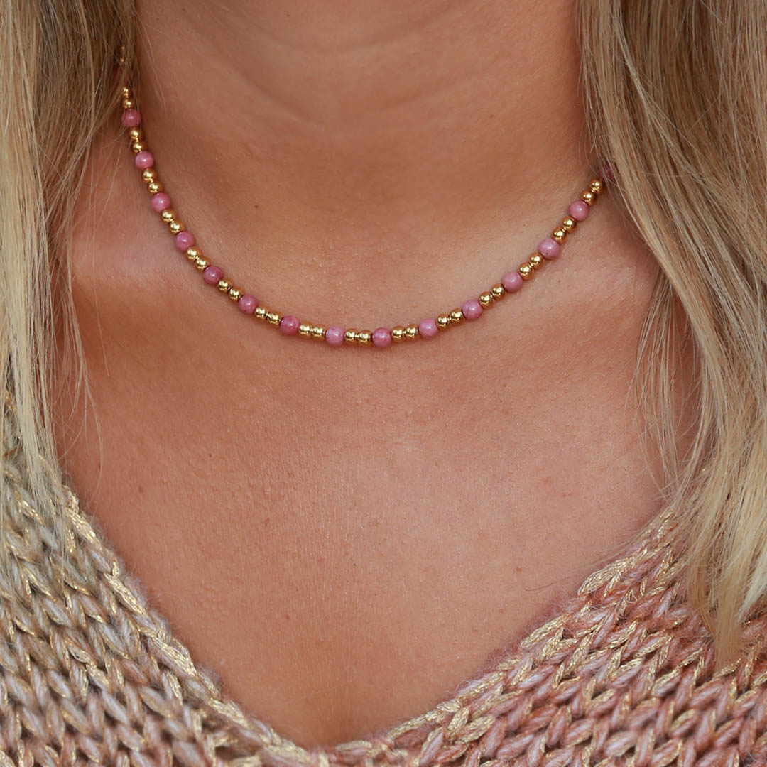 Collier Moraira en pierre rose