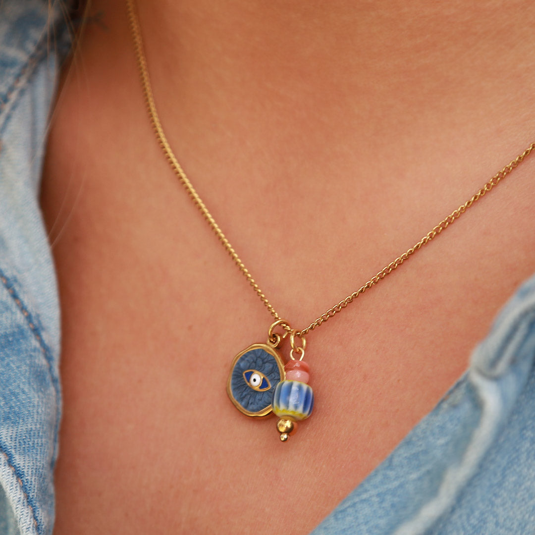 Gouden ketting mystic soul eye blue