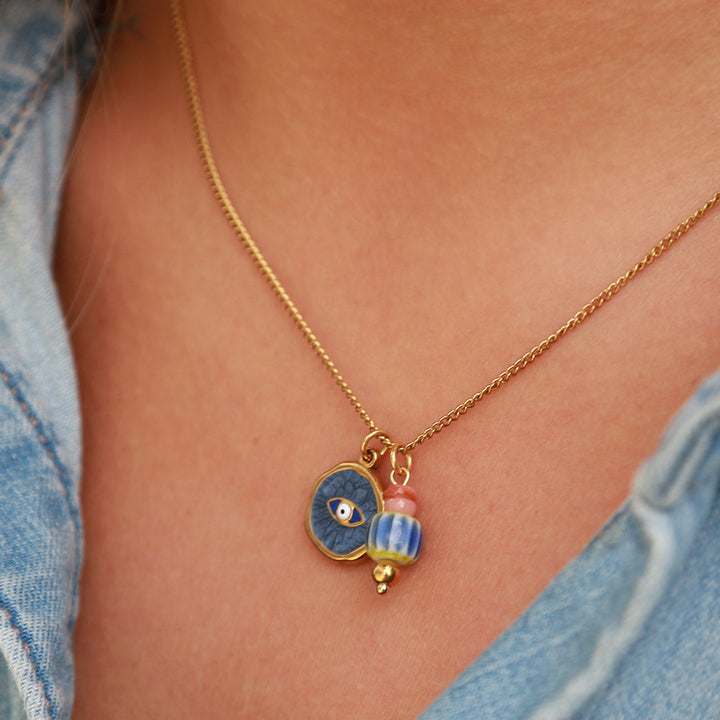 Gouden ketting mystic soul eye blue