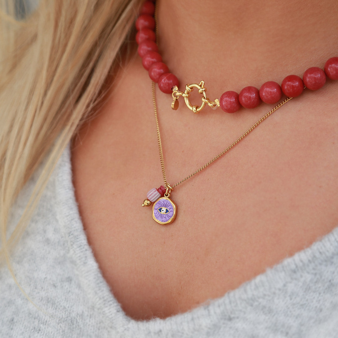 Gouden ketting mystic soul eye purple
