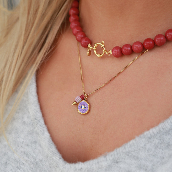 Gouden ketting mystic soul eye purple