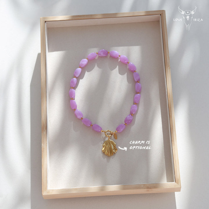 Gouden ketting Rocks lila