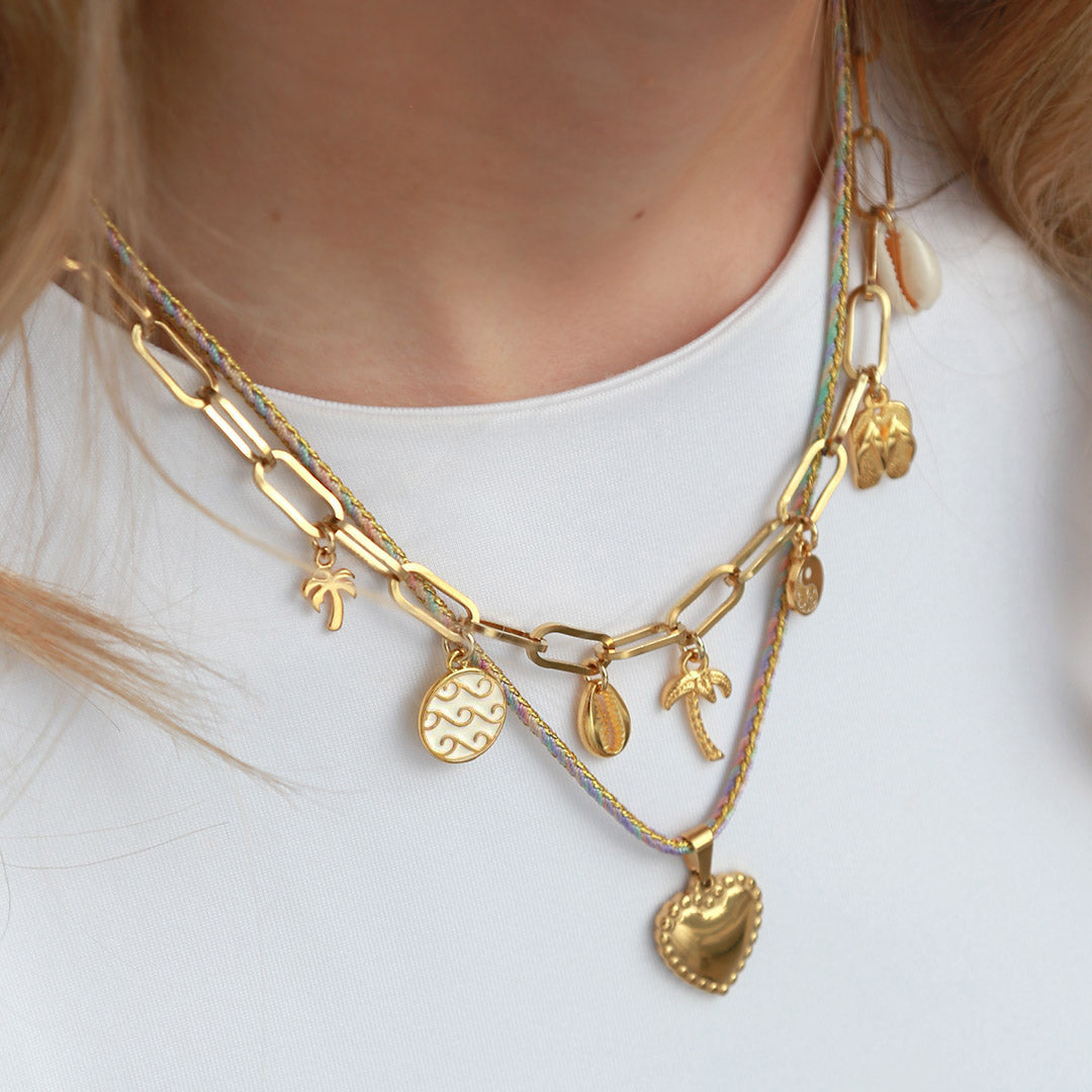 Gouden schakelketting beach bedels