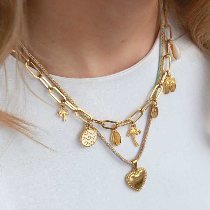 Gouden schakelketting beach bedels