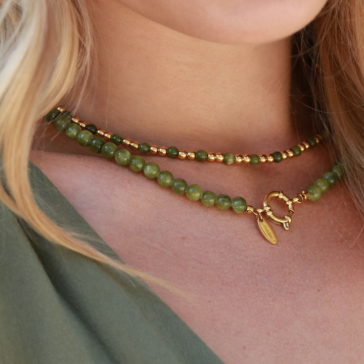 Collier Javéa pierre d'olive