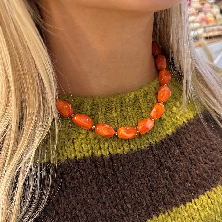 Gouden ketting rocks orange