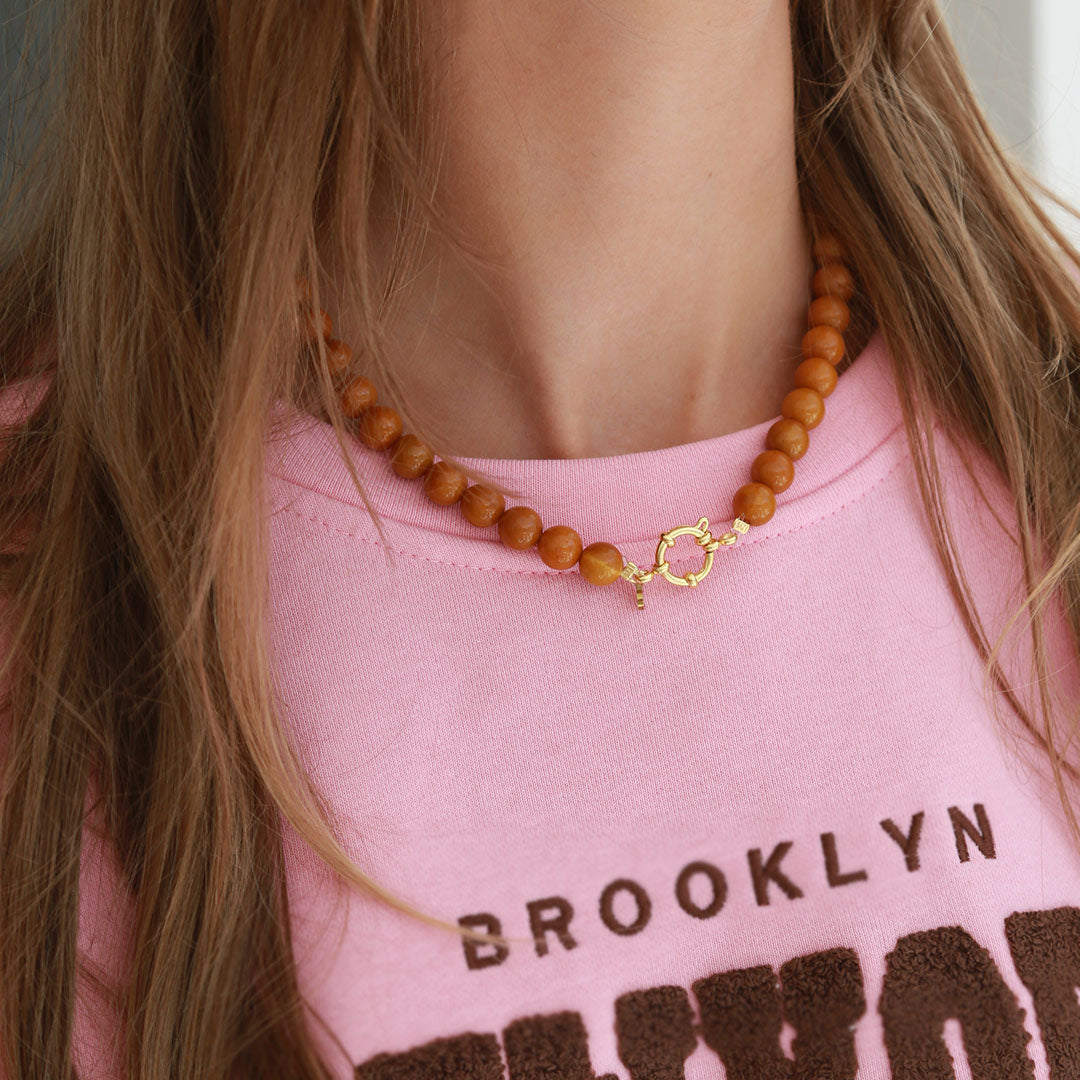 Ketting bubble stone caramel