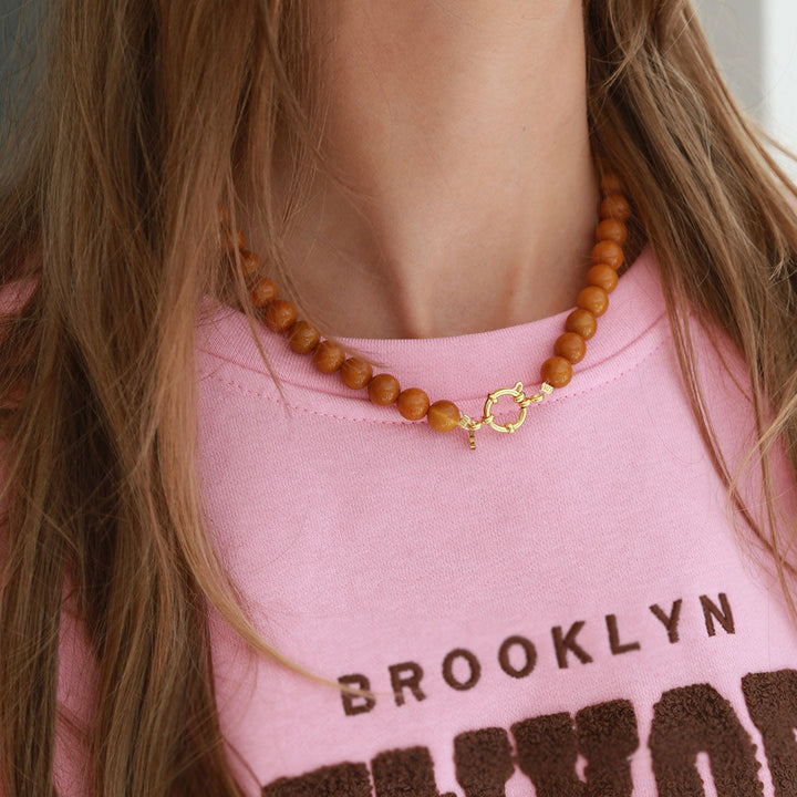 Ketting bubble stone caramel