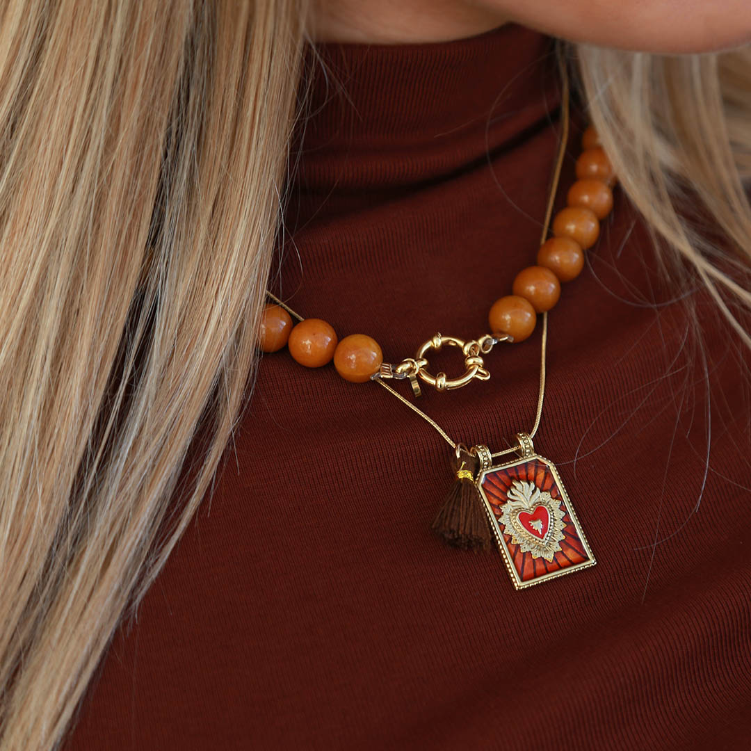 Gouden ketting tableau cognac