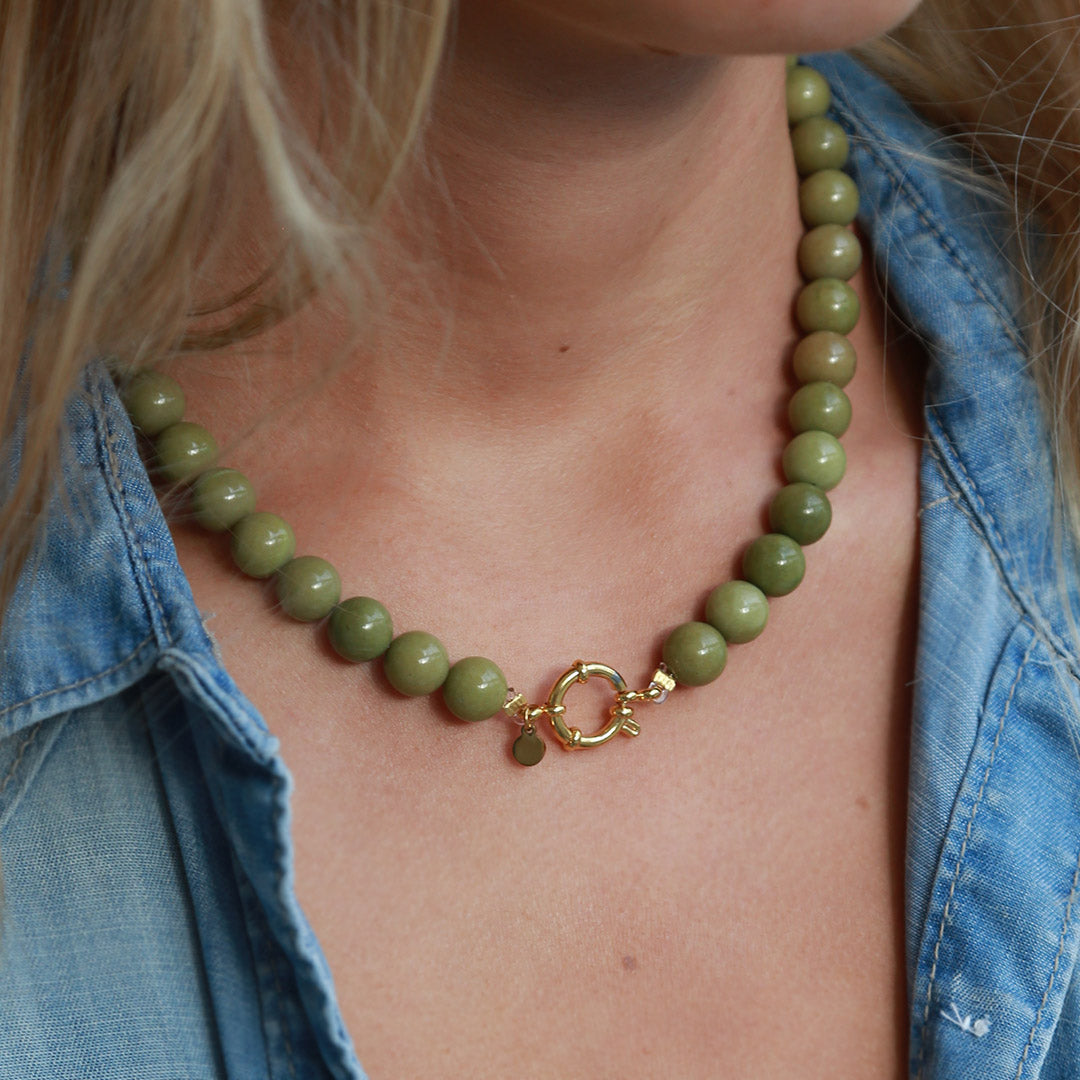 Ketting bubble stone olive