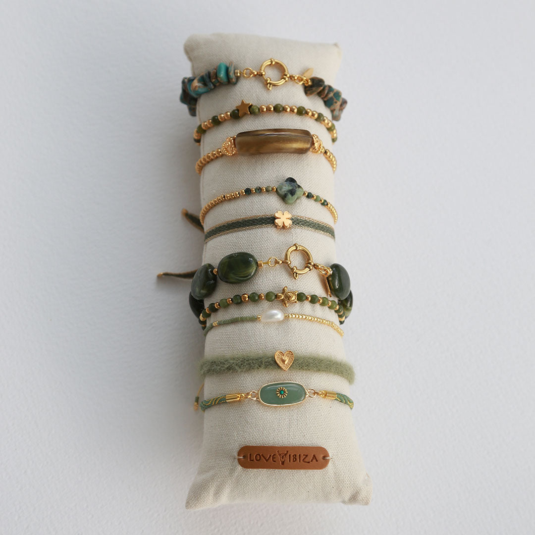 Display kussen armbanden groen