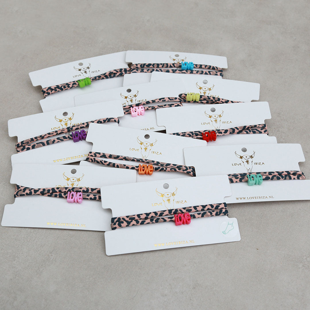Set van 10 leopard love enkelbanden