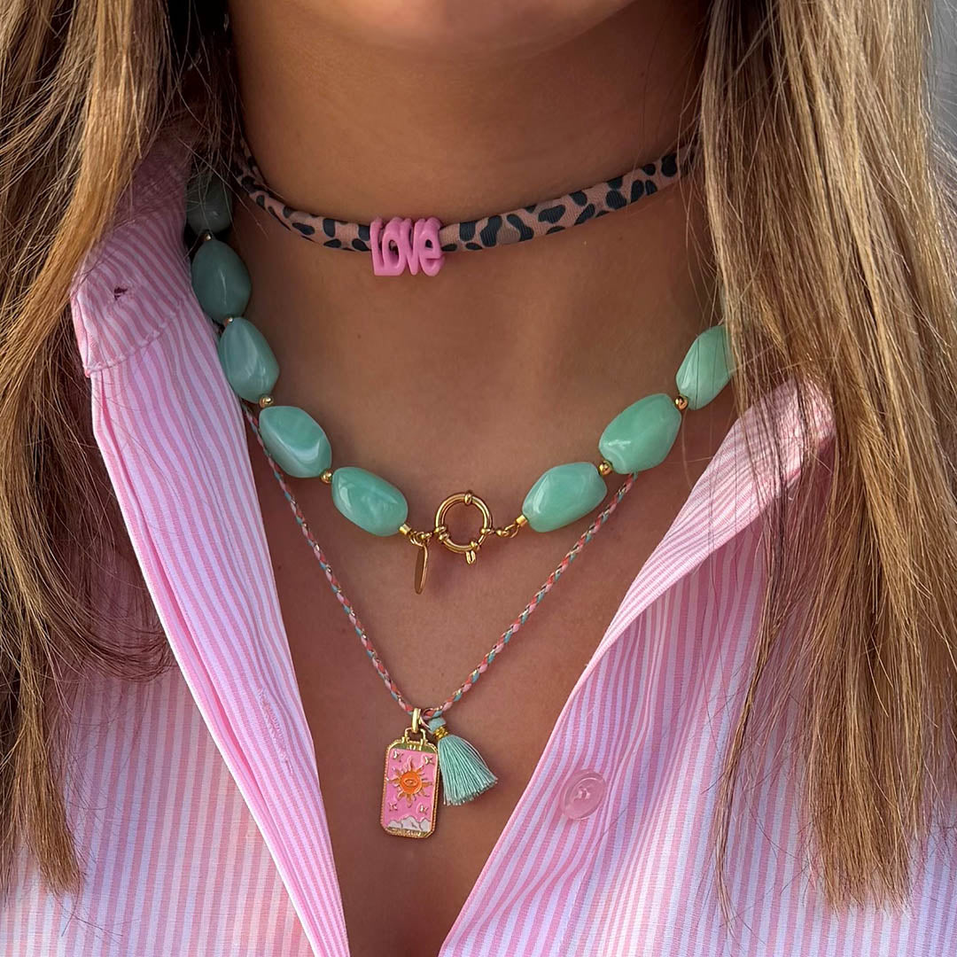 Gouden ketting Rocks turquoise