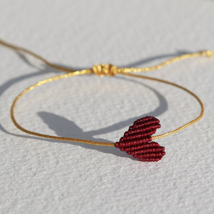 Armband groot hart burgundy