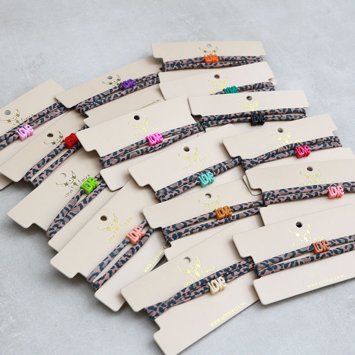 Set van 15 leopard love armbanden