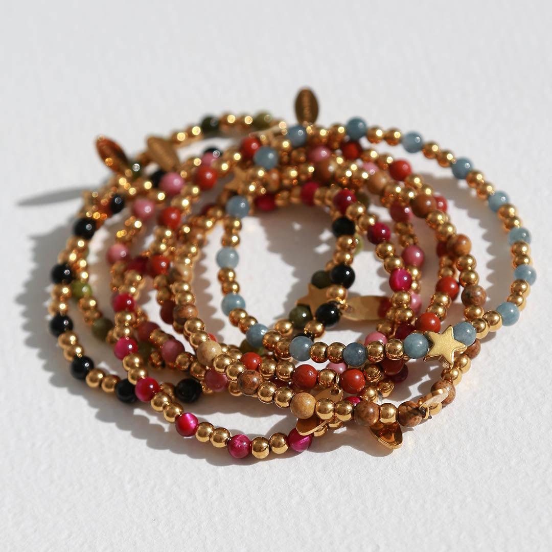 Bracelet Moraira star cerise stone