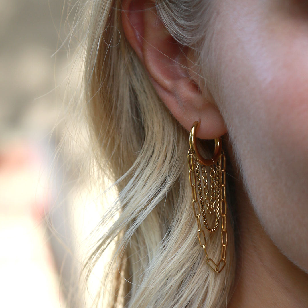 Reaction en chaîne des boucles d'oreilles en or