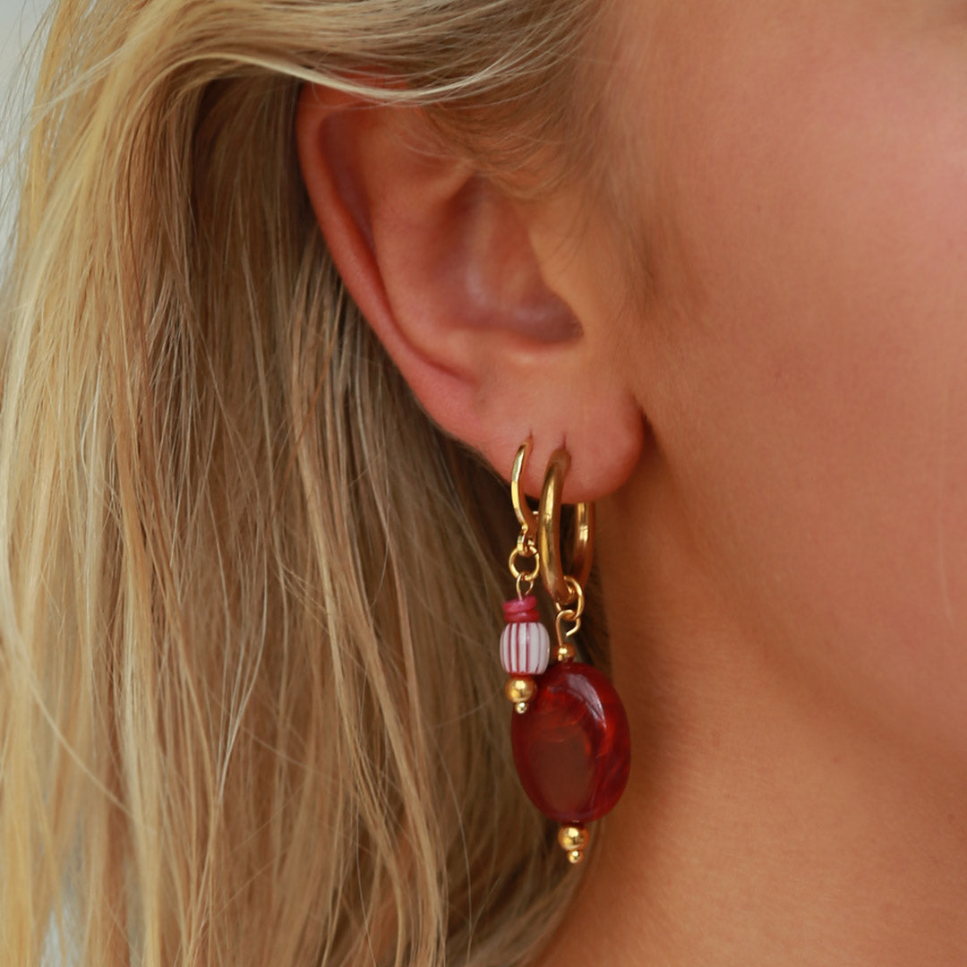 Gold earrings mystic soul burgundy