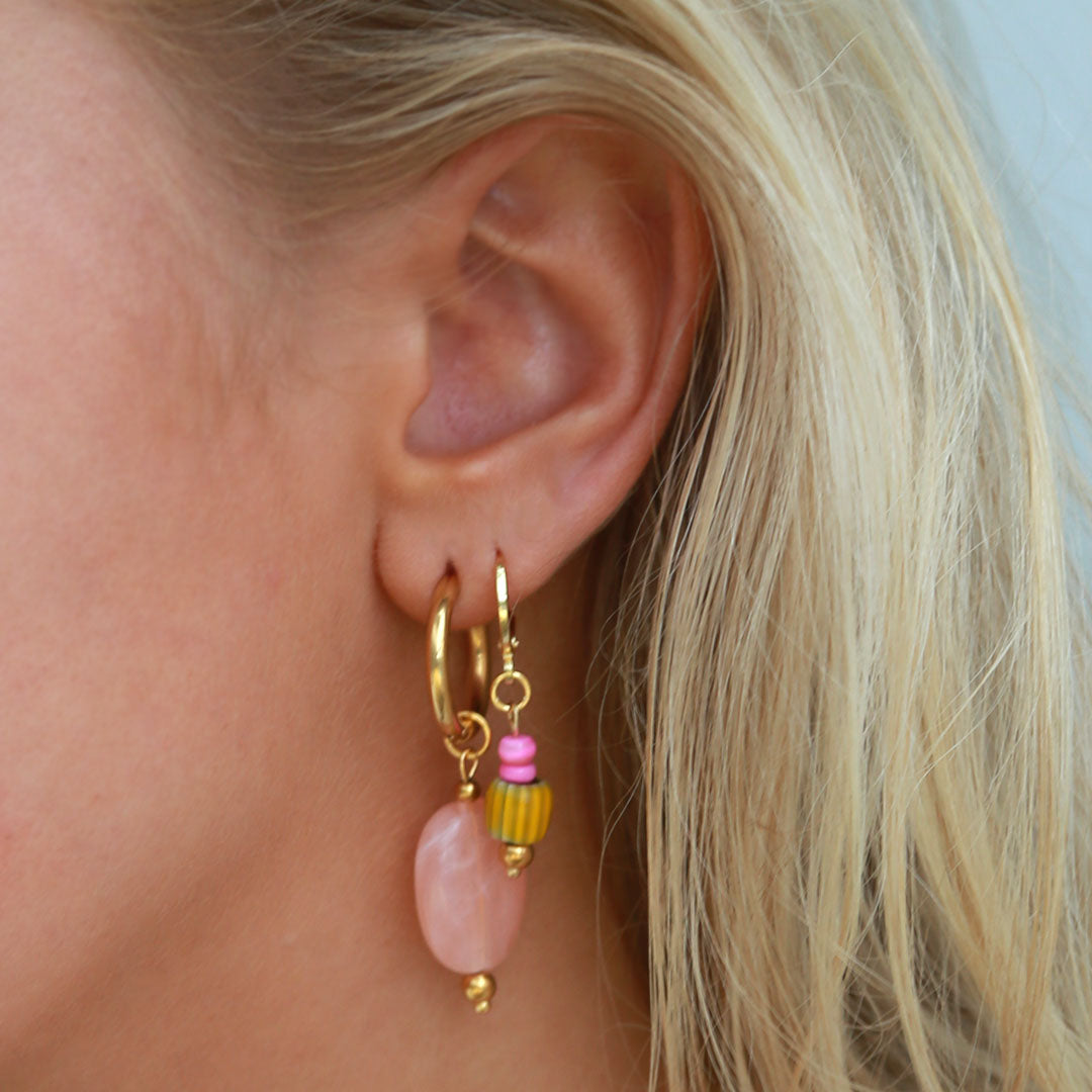 Boucles d'oreilles en or pêche pastille