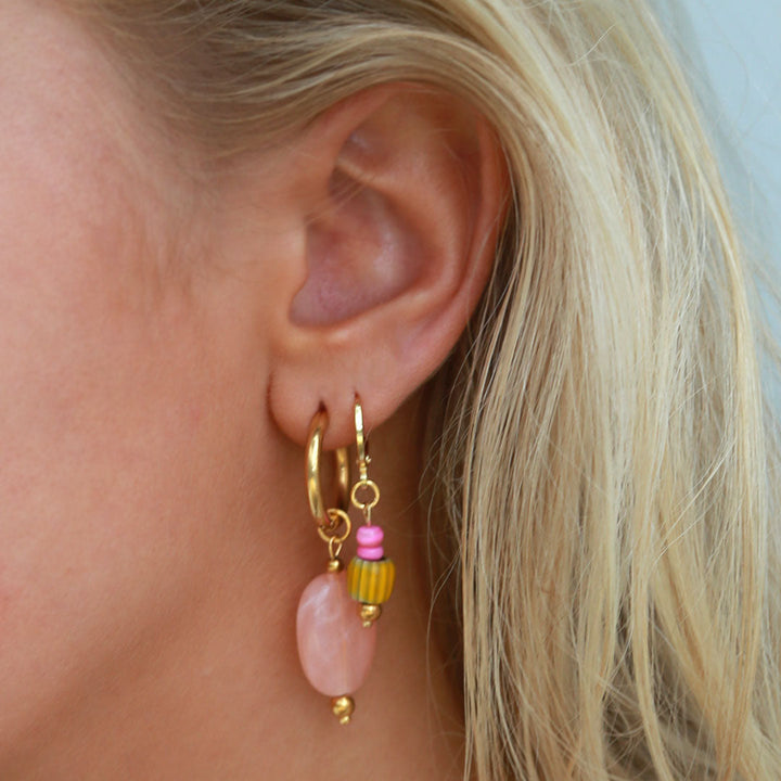 Boucles d'oreilles en or pêche pastille