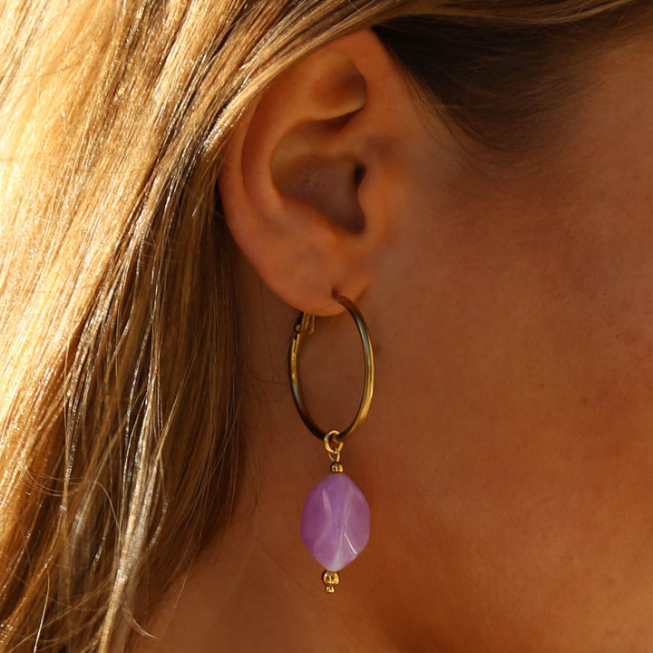 Oorbellen rocks lila