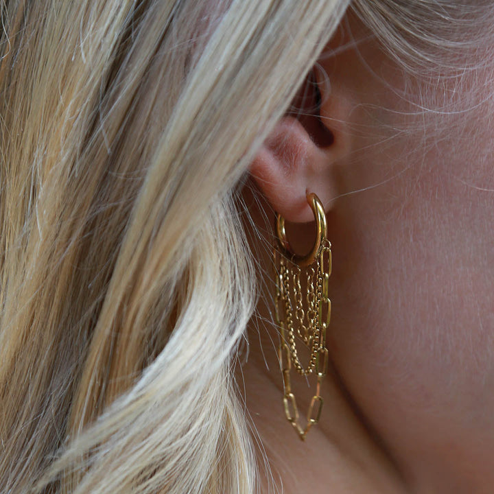 Reaction en chaîne des boucles d'oreilles en or