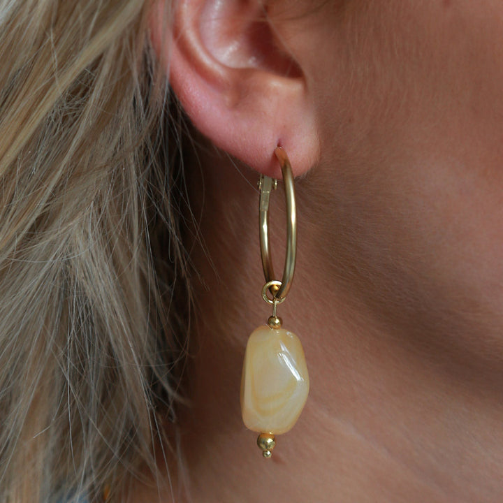 Boucles d'oreilles roches beige