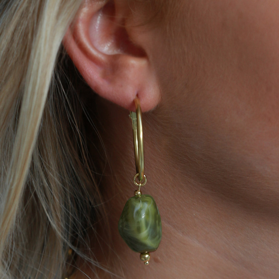 Boucles d'oreilles roches olive