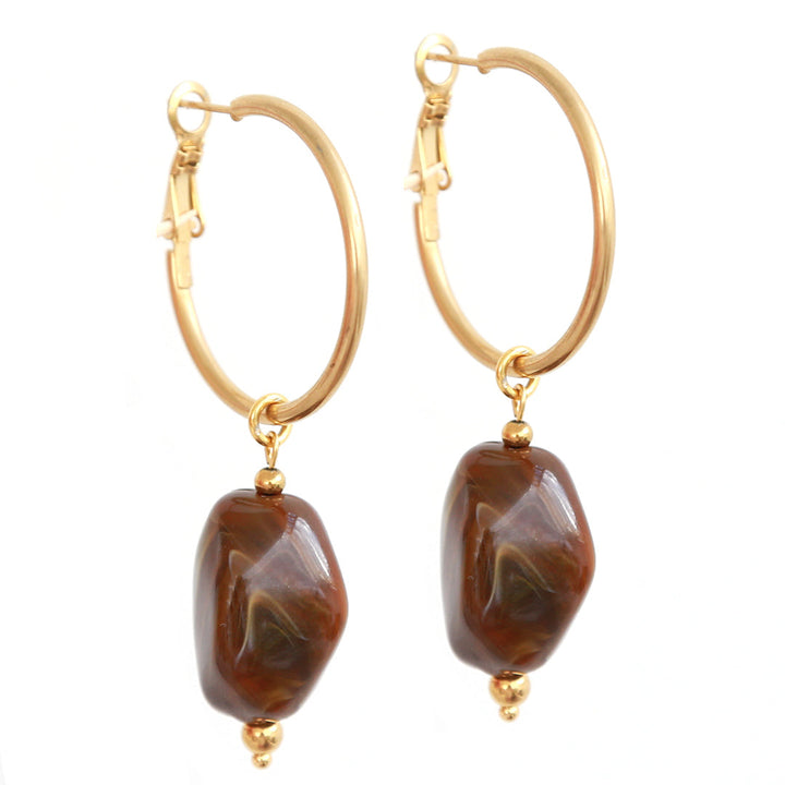 Boucles d'oreilles roches marron