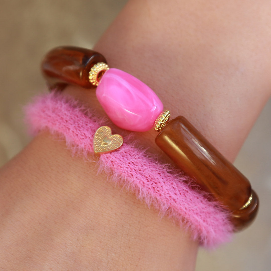 Armband penne rocks tortoise rosa