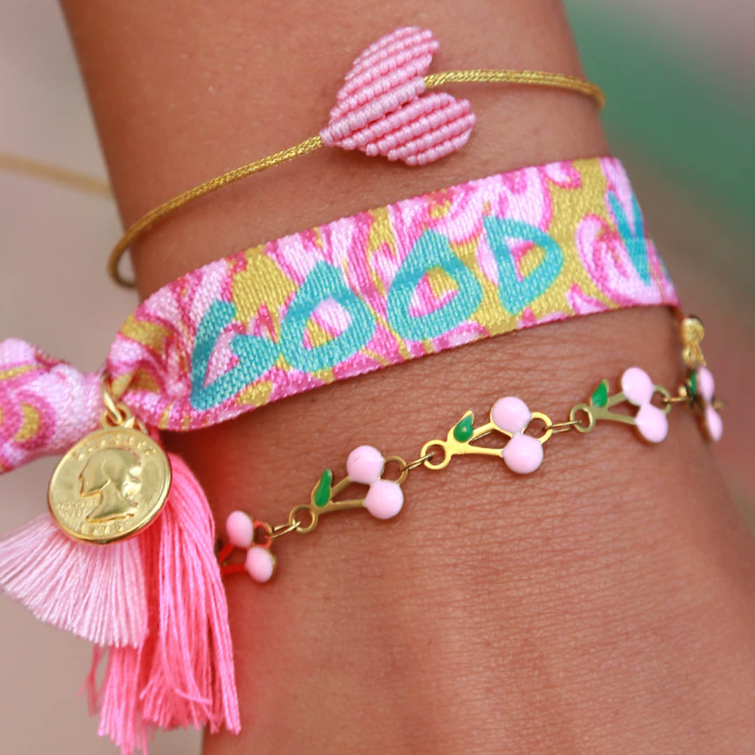Armband kers roze goud