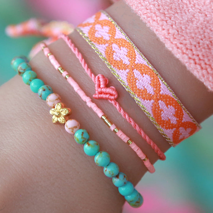 Woven bracelet pink baroque