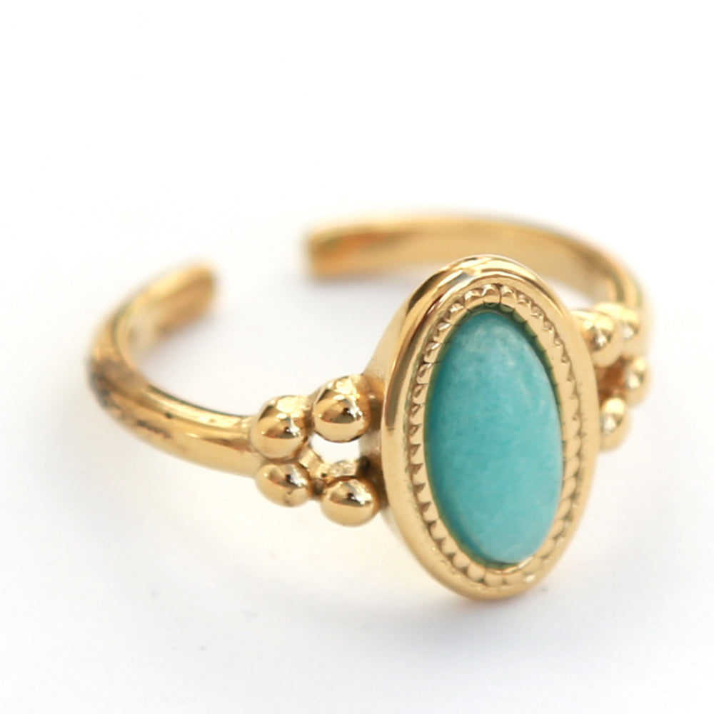 Gouden ring ovaal turquoise