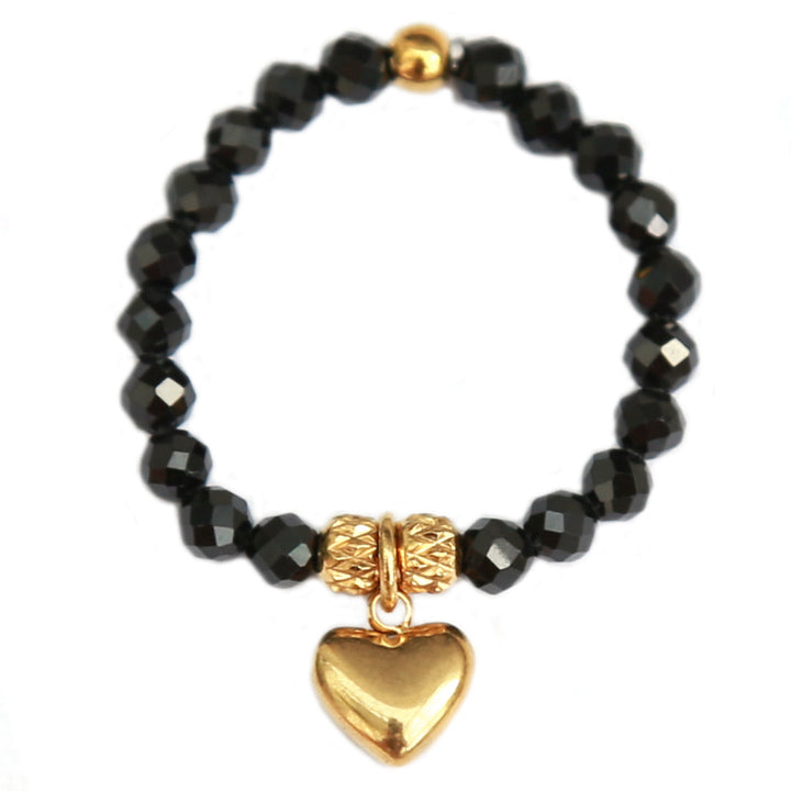 Ring facet heart black