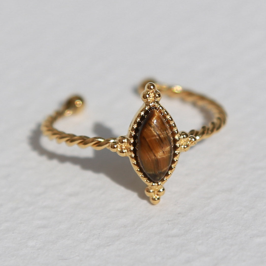 Bague en or torsadée œil de tigre