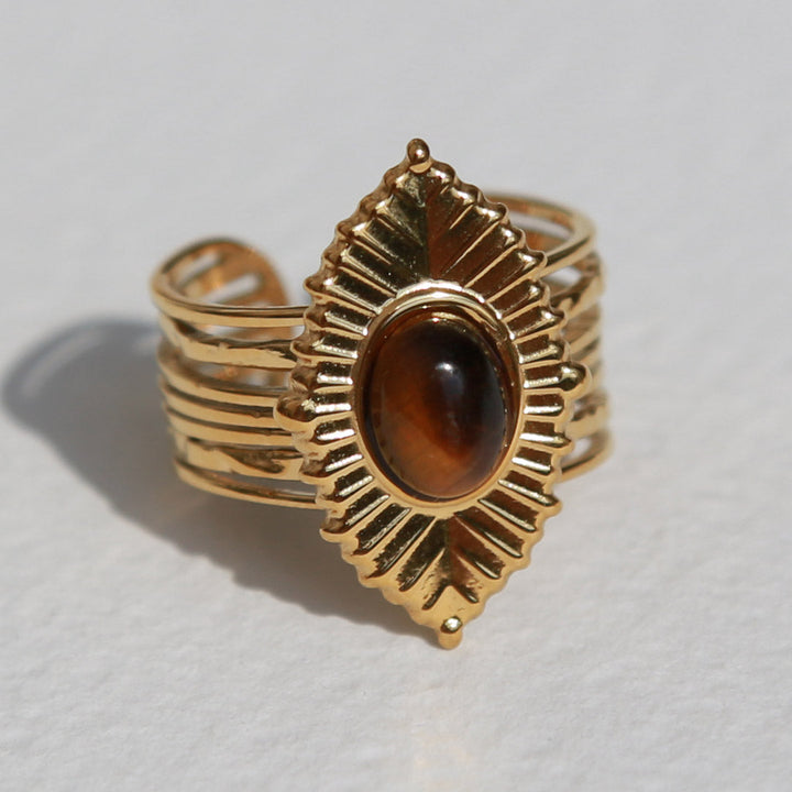 Bague en or œil de tigre