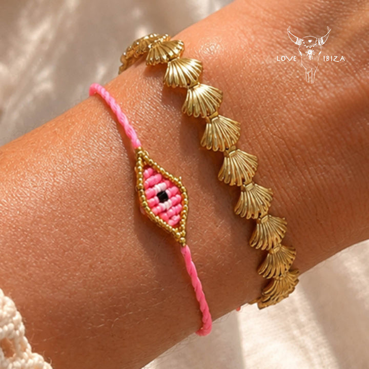 Armband bangle schelp goud