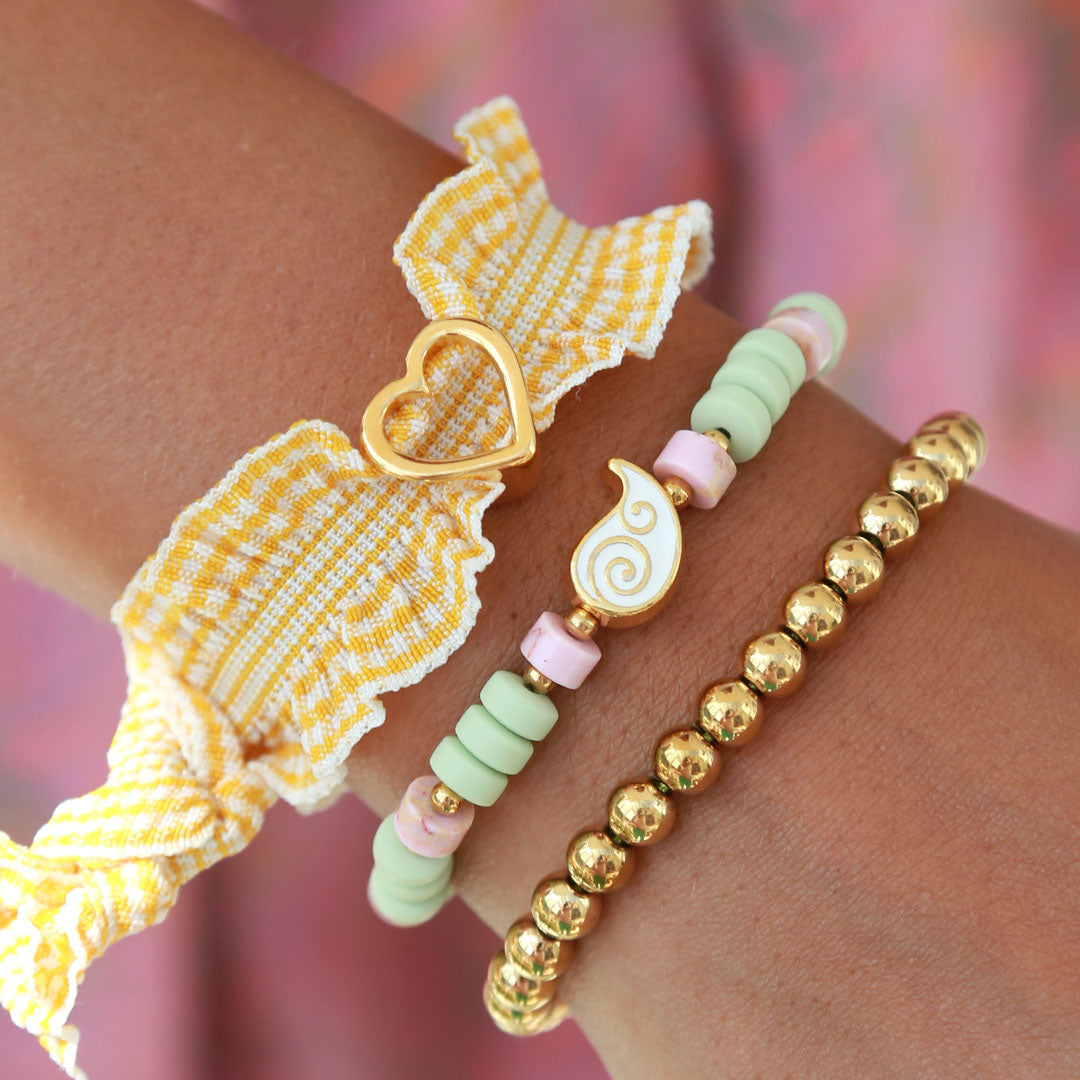 Armband heart ruffle geel