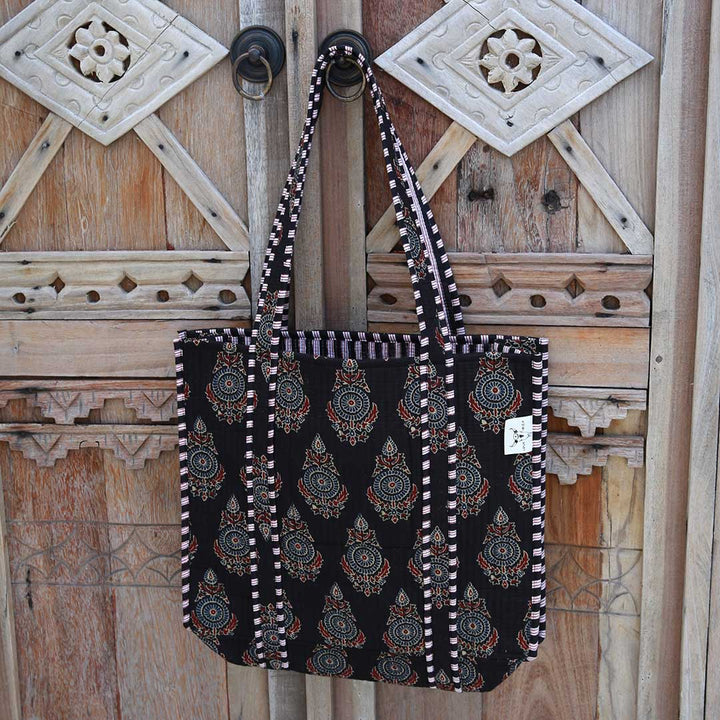 Blockprint shoulder bag Indian black