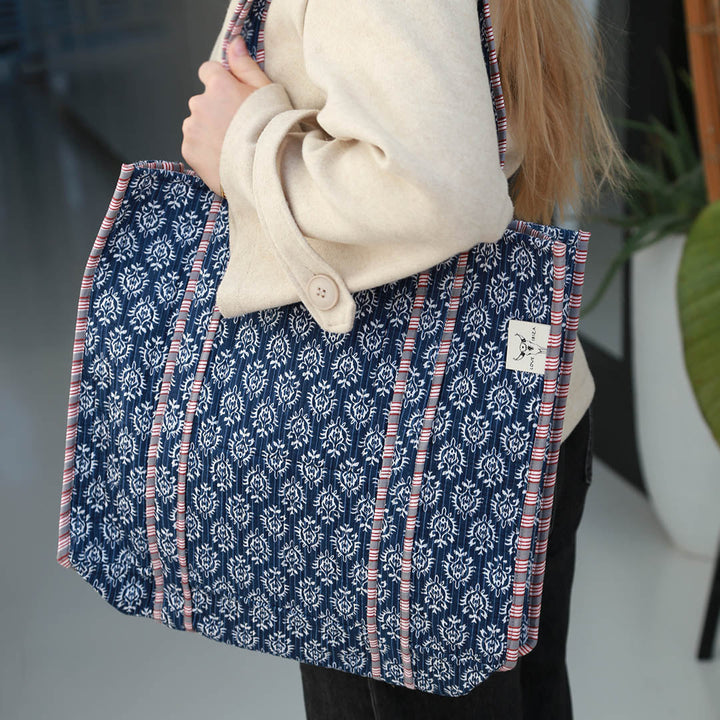 Blockprint shoulder bag Indian blue