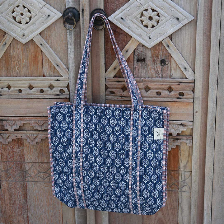 Blockprint shoulder bag Indian blue