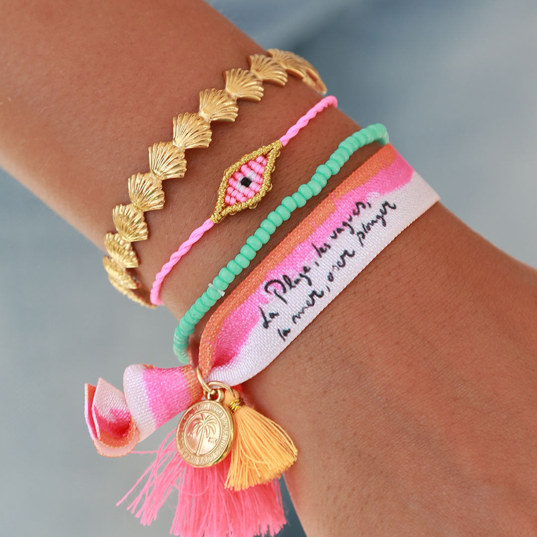 Armband bangle schelp goud