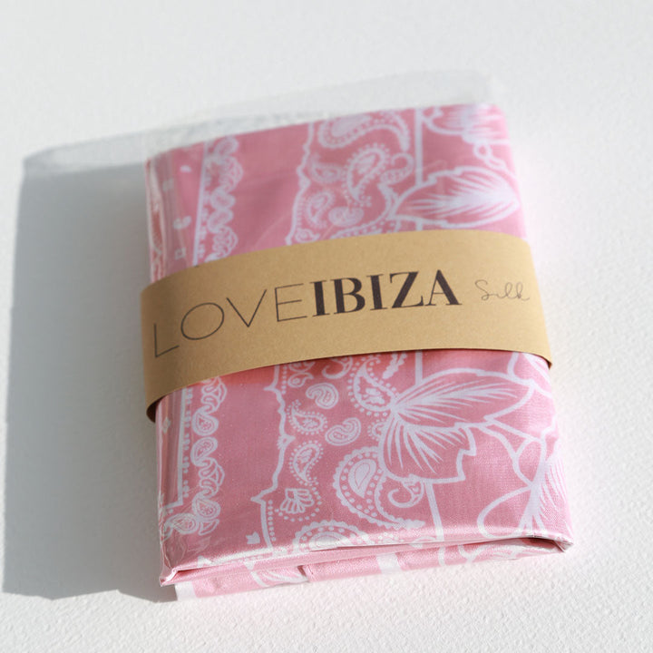 Satijnen bandana sjaal rose